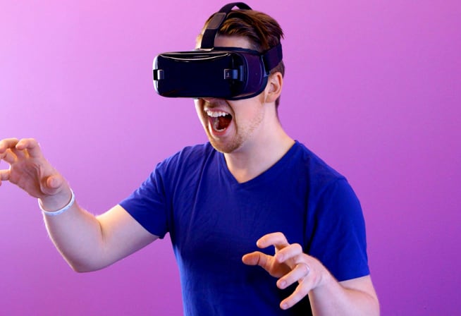 A man with VR glasses